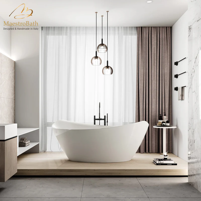 Luxurious freestanding bathtub for ultimate relaxation.