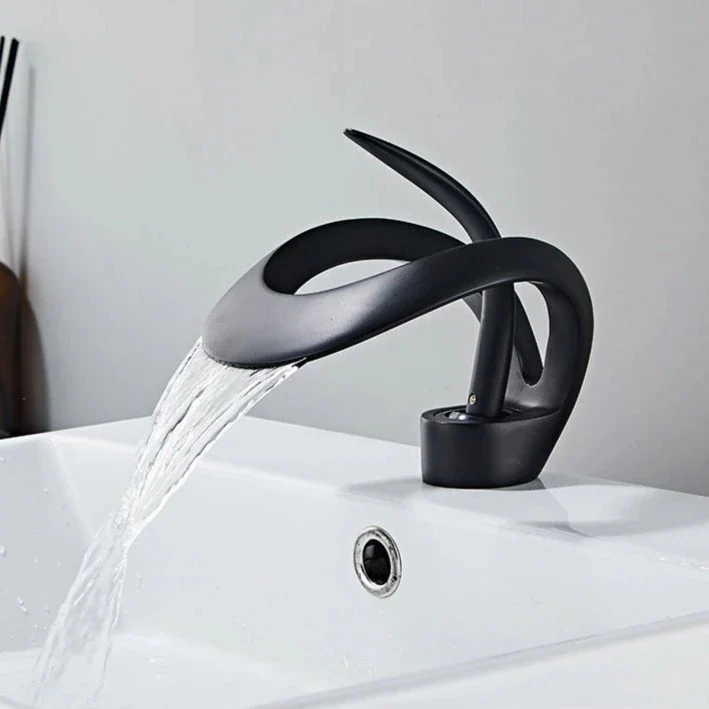Elegant black matte finish faucet.