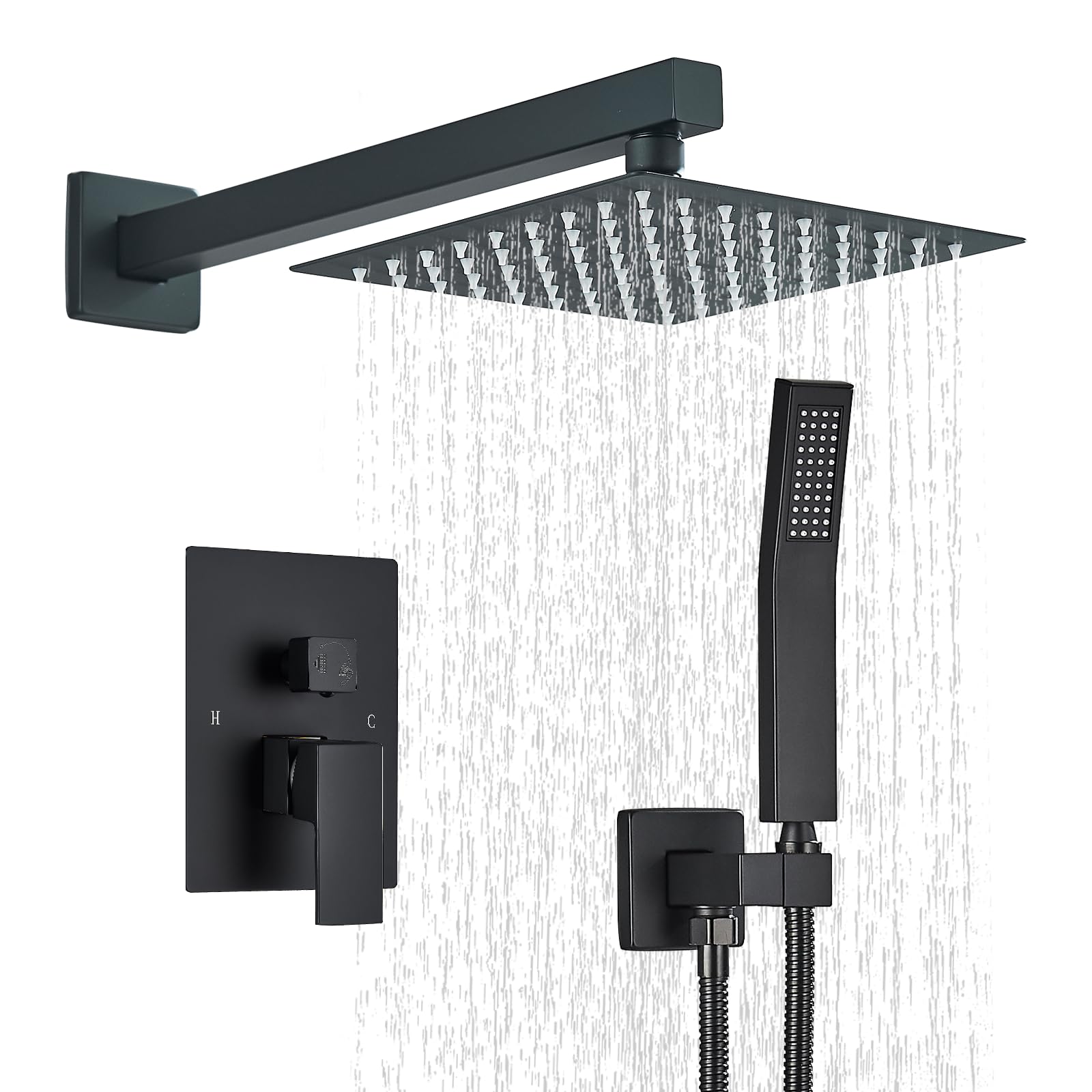 Complete shower set with multiple controls and accessories.